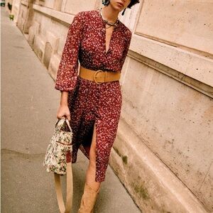 Sezane burgundy Alix dress Size US 12 EU 44